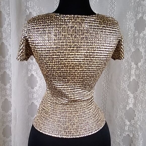 Kisca By Komarov Sthecht Made In USA Ws, Sz 1 Black &Gold Metallic Snake Print - Picture 4 of 8